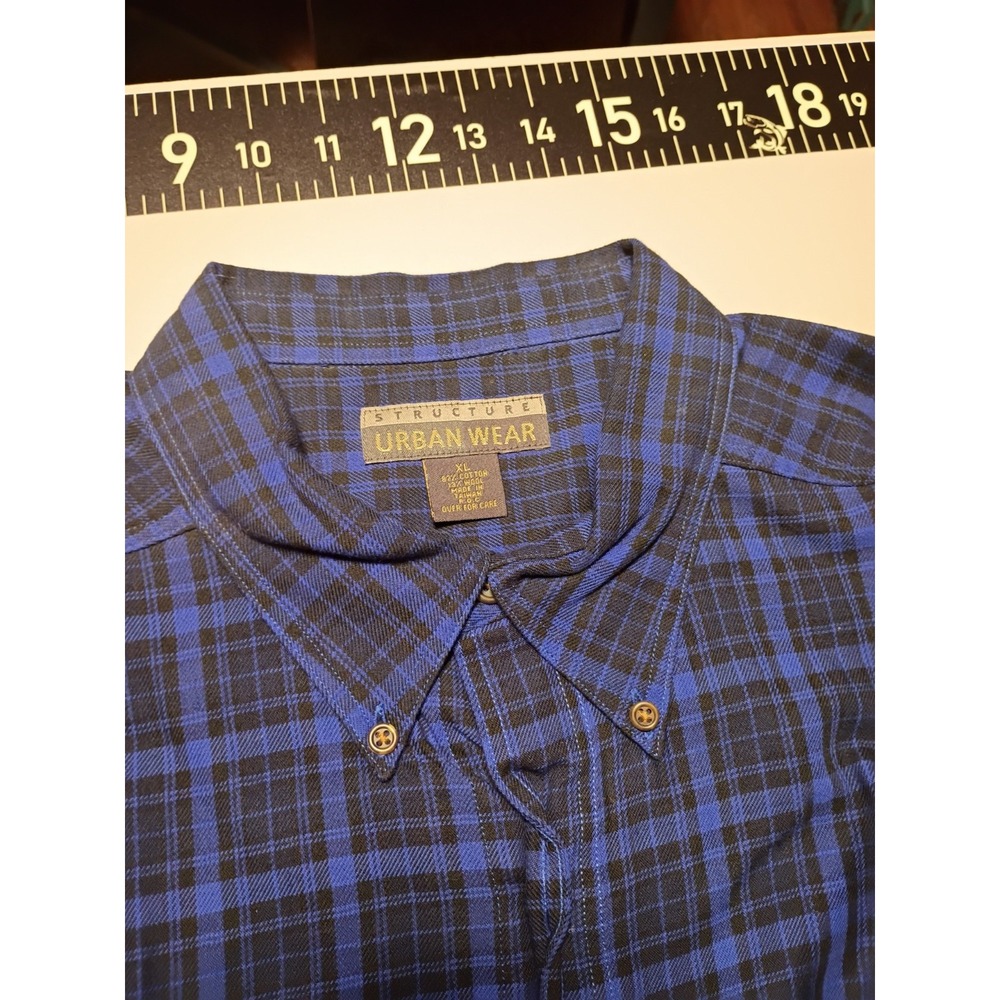 Structure Urban Wear Mens Wool Blend Shirt Size XL Blue